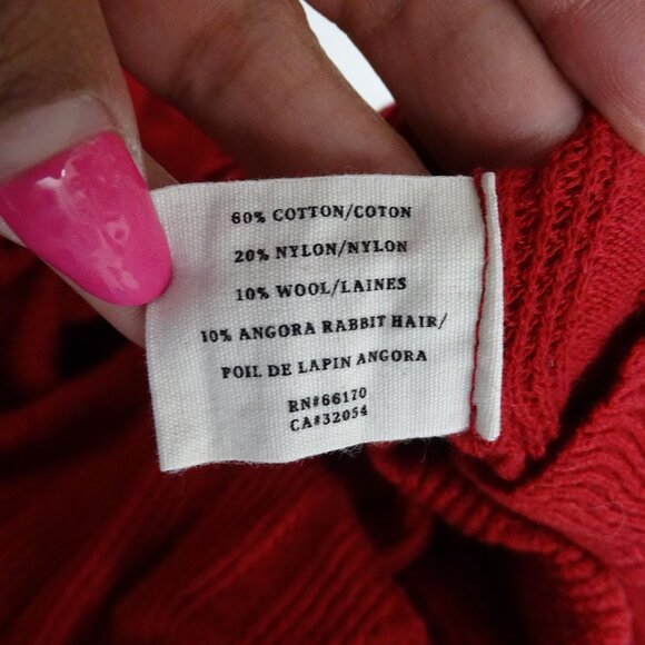 Sparrow Red Knit Sweater Dress Women Size L Wool Angora Blend Scoop Neck FLAW - Picture 5 of 10